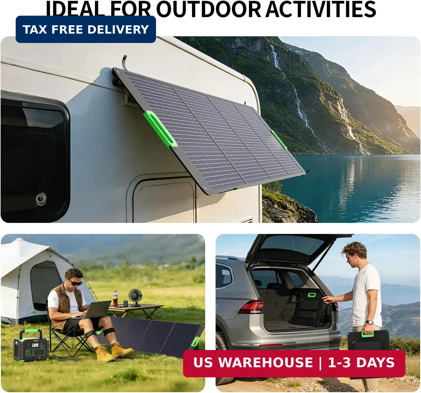 200W High Efficiency ETFE Foldable Solar Panel for Portable Power Station, IP65
