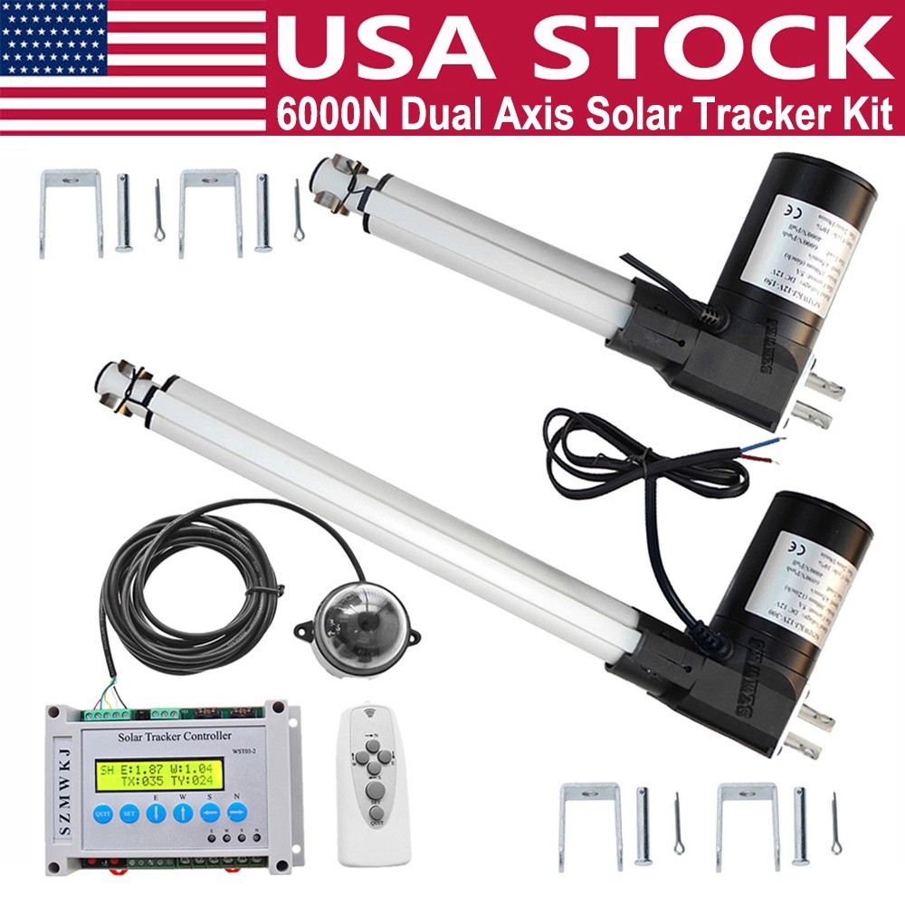 DC12V Dual Axis Solar Tracker &6000N Linear Actuators &Electronic LCD Controller