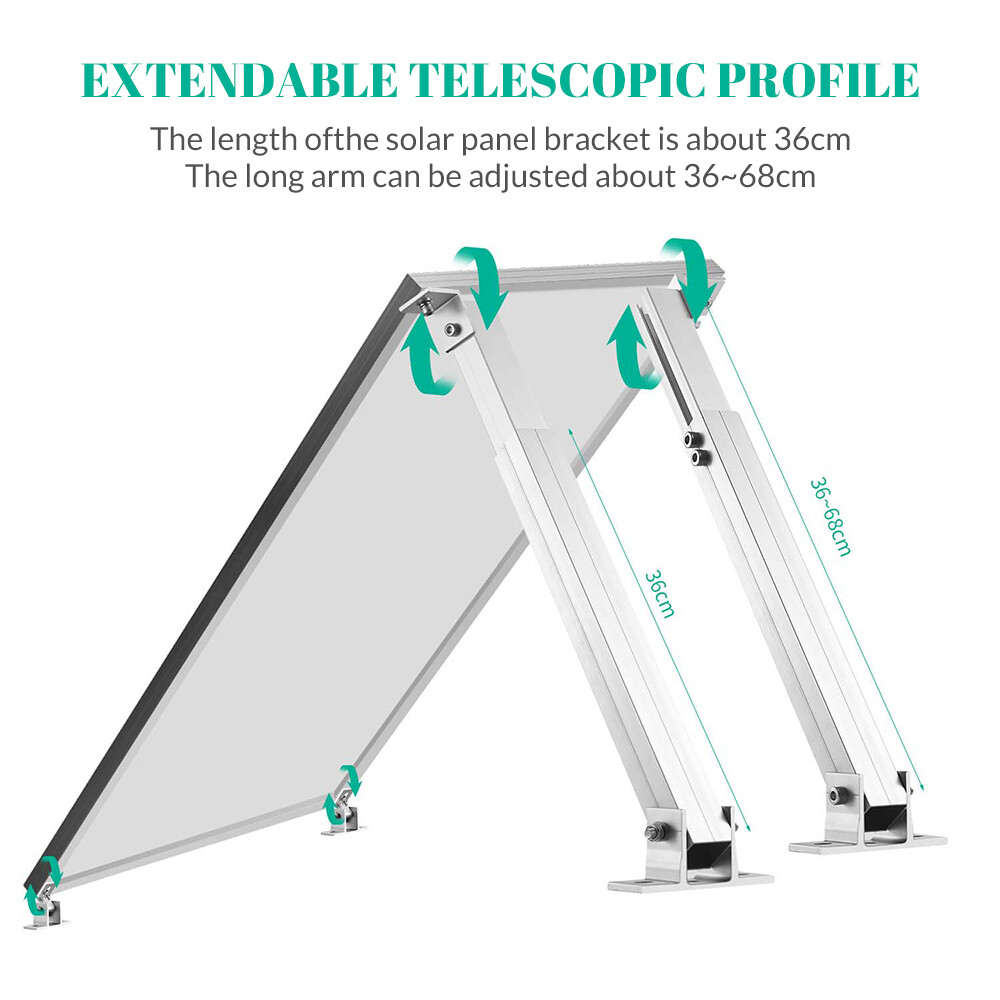 Set Adjustable Rack Solar Panel Stand Tilt Mount Brackets Portable Roof RV Boat