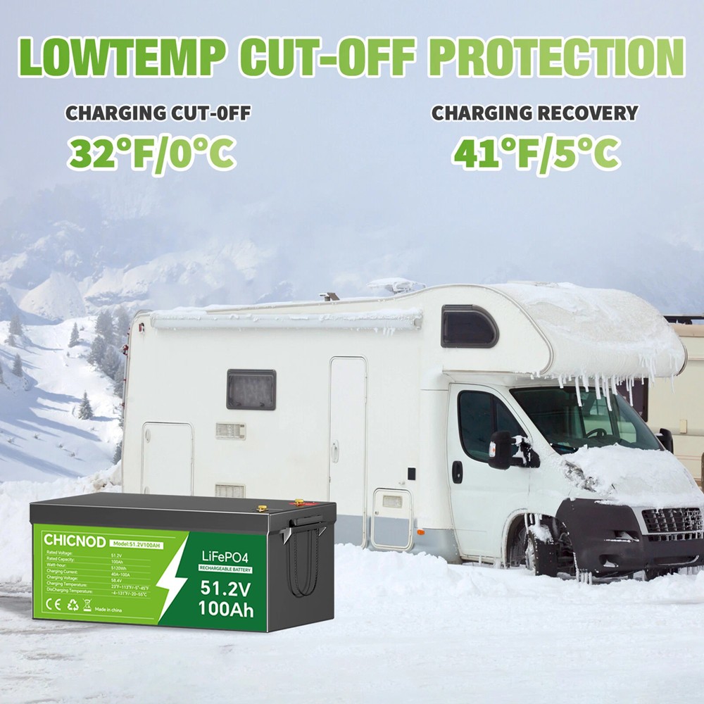 48V 100Ah LiFePO4 Battery 2560Wh with Bluetooth BMS Rechargeable Deep Cycle​