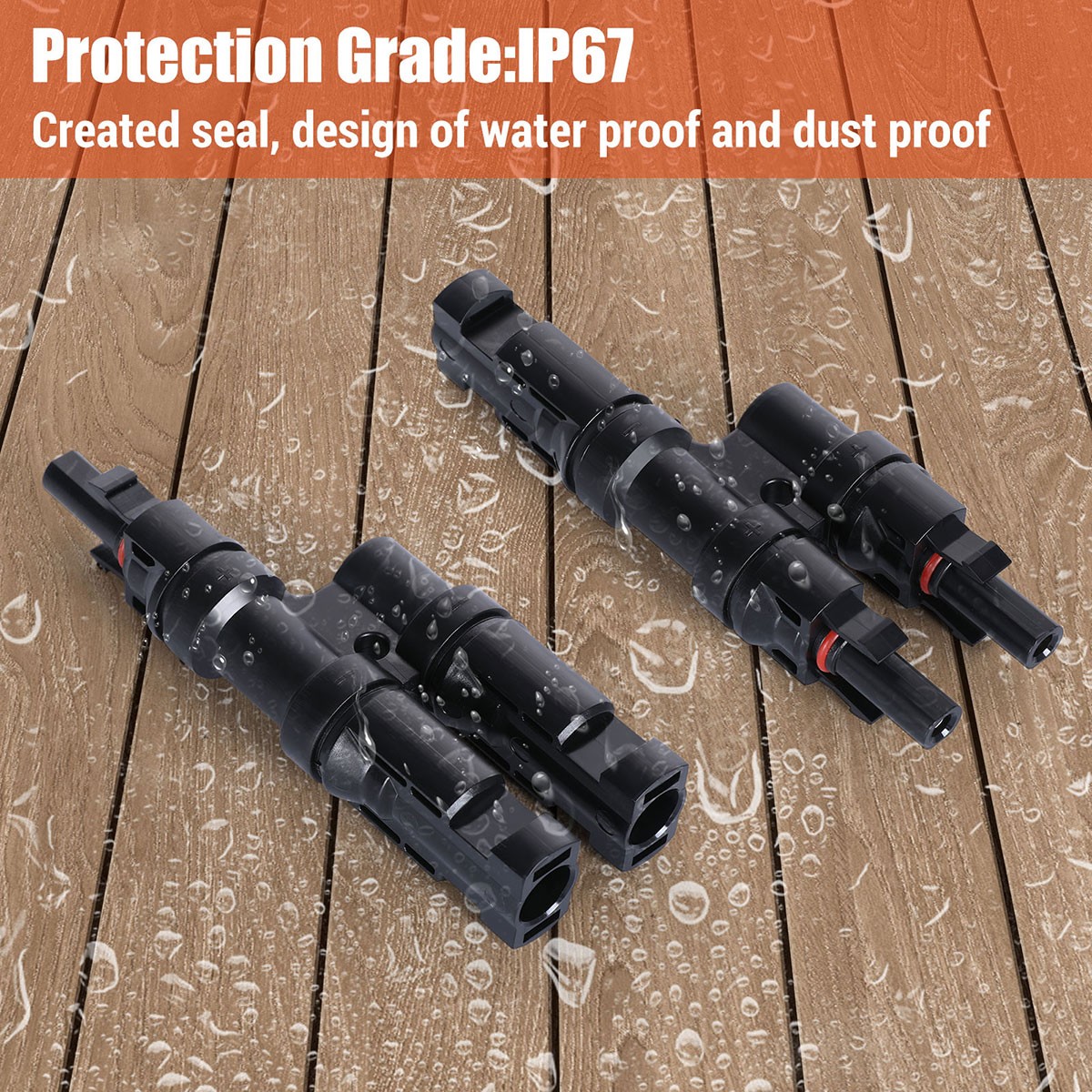 1 Pair T Branch Connectors Solar Panel Connector MMF+FFM for Parallel Connection