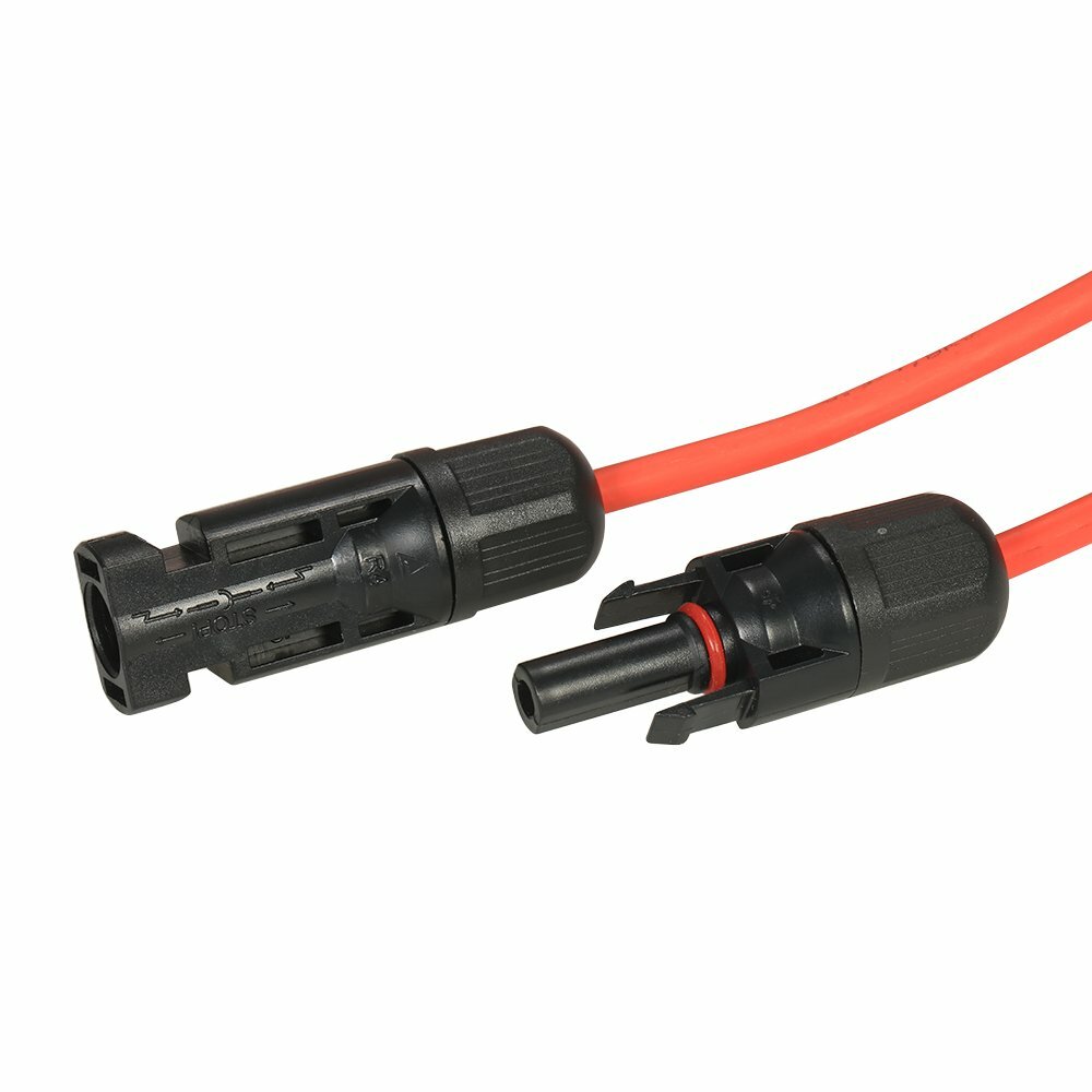 10AWG 1 Pair Black+Red Solar Panel Extension Cable with Female & Male Connectors