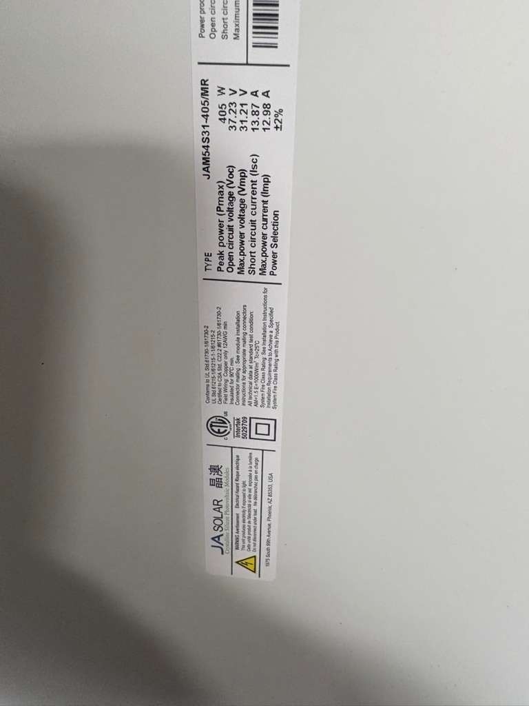 JA Solar panels 405W