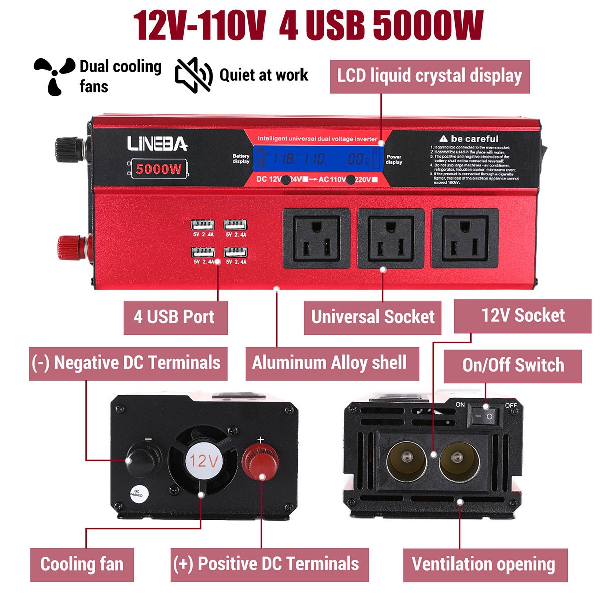 Complete Solar Panel Kit 5000W Power Inverter Set 12V Battery Charger Controller