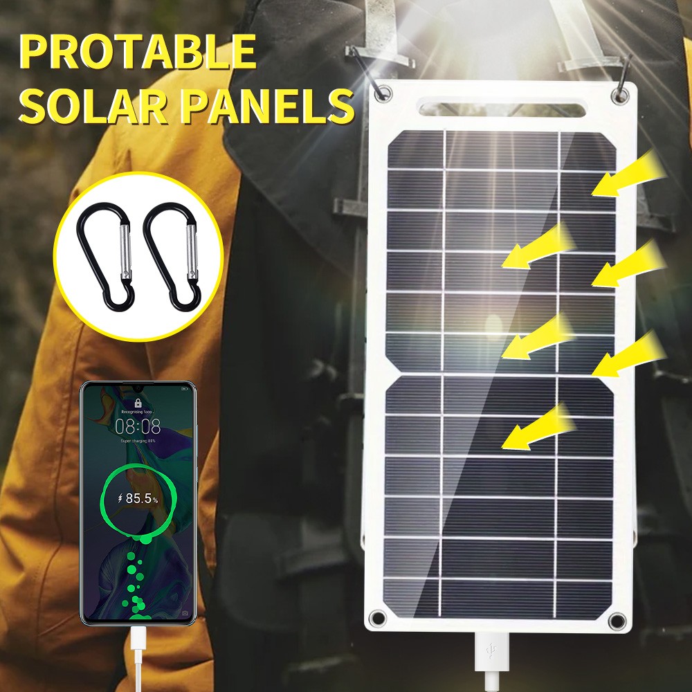 Portable 20W Mini Solar Panel USB Type-C 5V Charger Power Bank For Phone Outdoor
