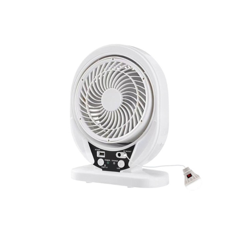 Transportable Double Power Desk Fan Solar Charging Constructed In LED Light