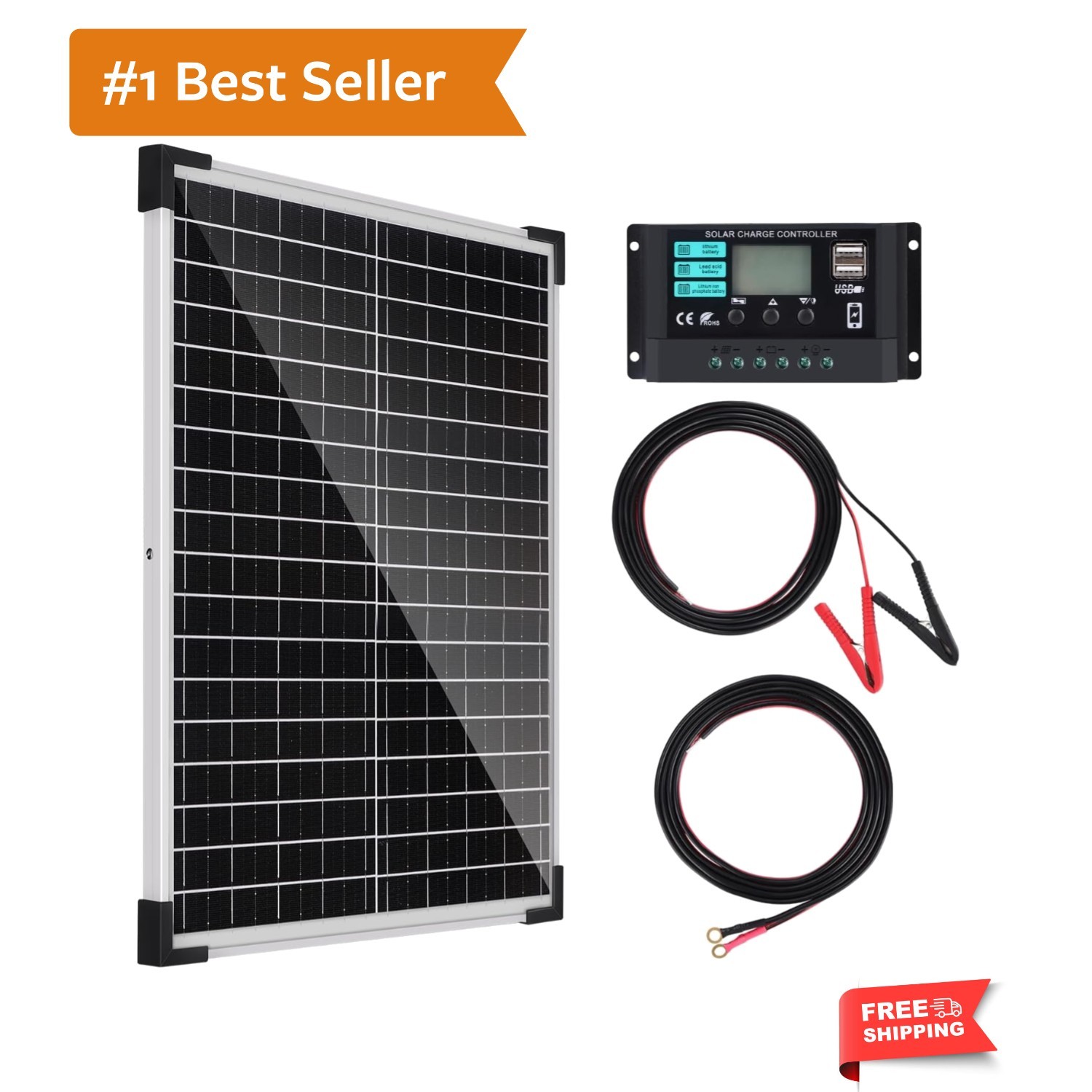 Solar Panel Kit 25W 12V Solar Battery Charger with 10A Charge Controller and …