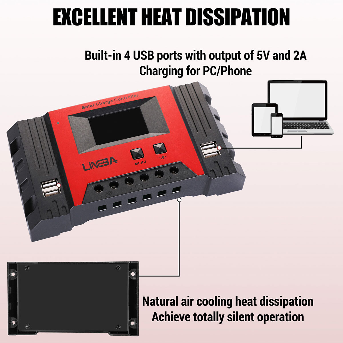 100A 12/24V 4USB Solar Panel Kit Regulator Charge Controller Auto Focus Tracking
