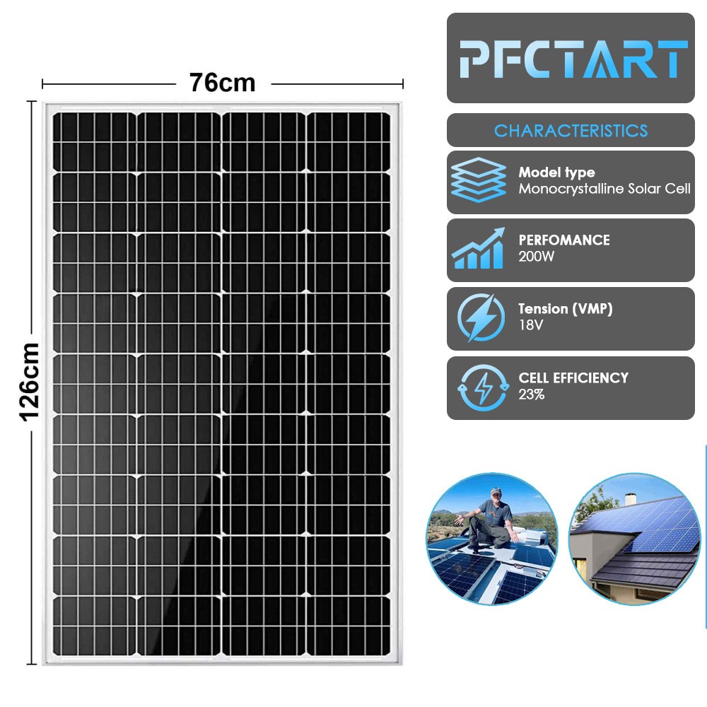 400W Solar Panel High Efficiency Monocrystalline Off Grid For Home RV Battery US