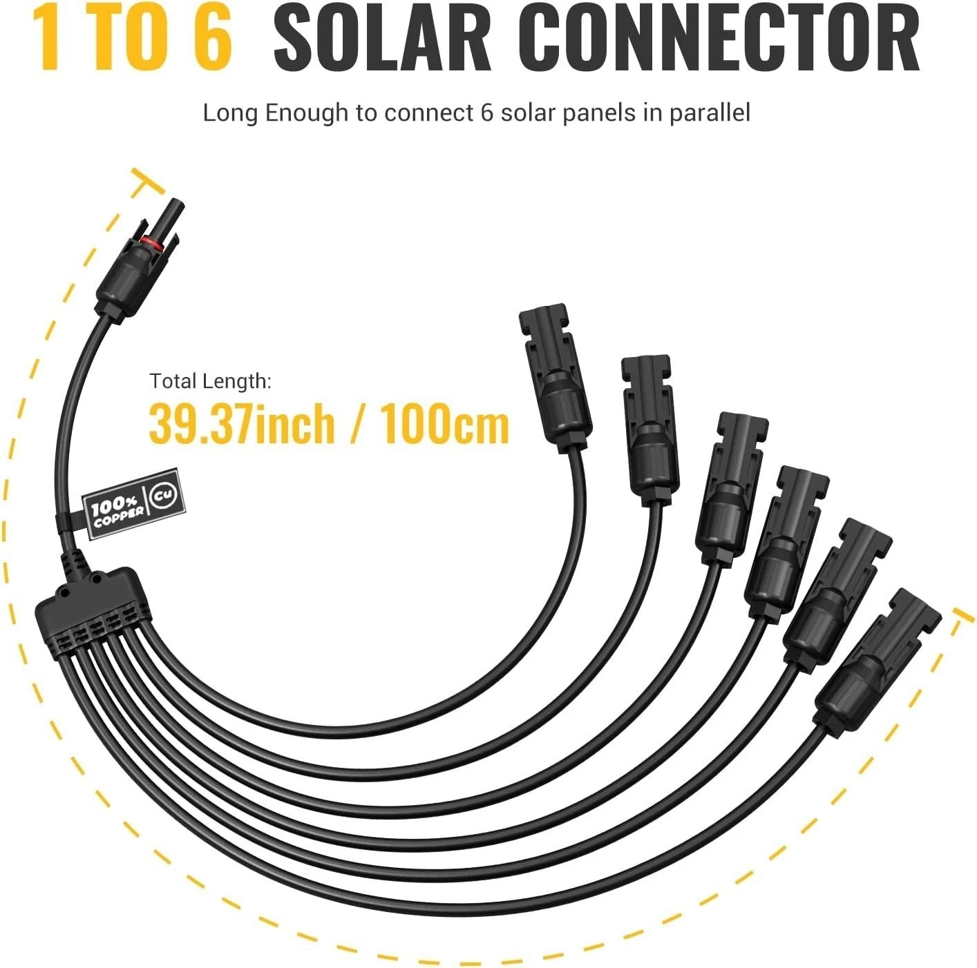 Solar Y Connectors Solar Panel Parallel Connectors Extra Long 1 to 6 Solar Br…