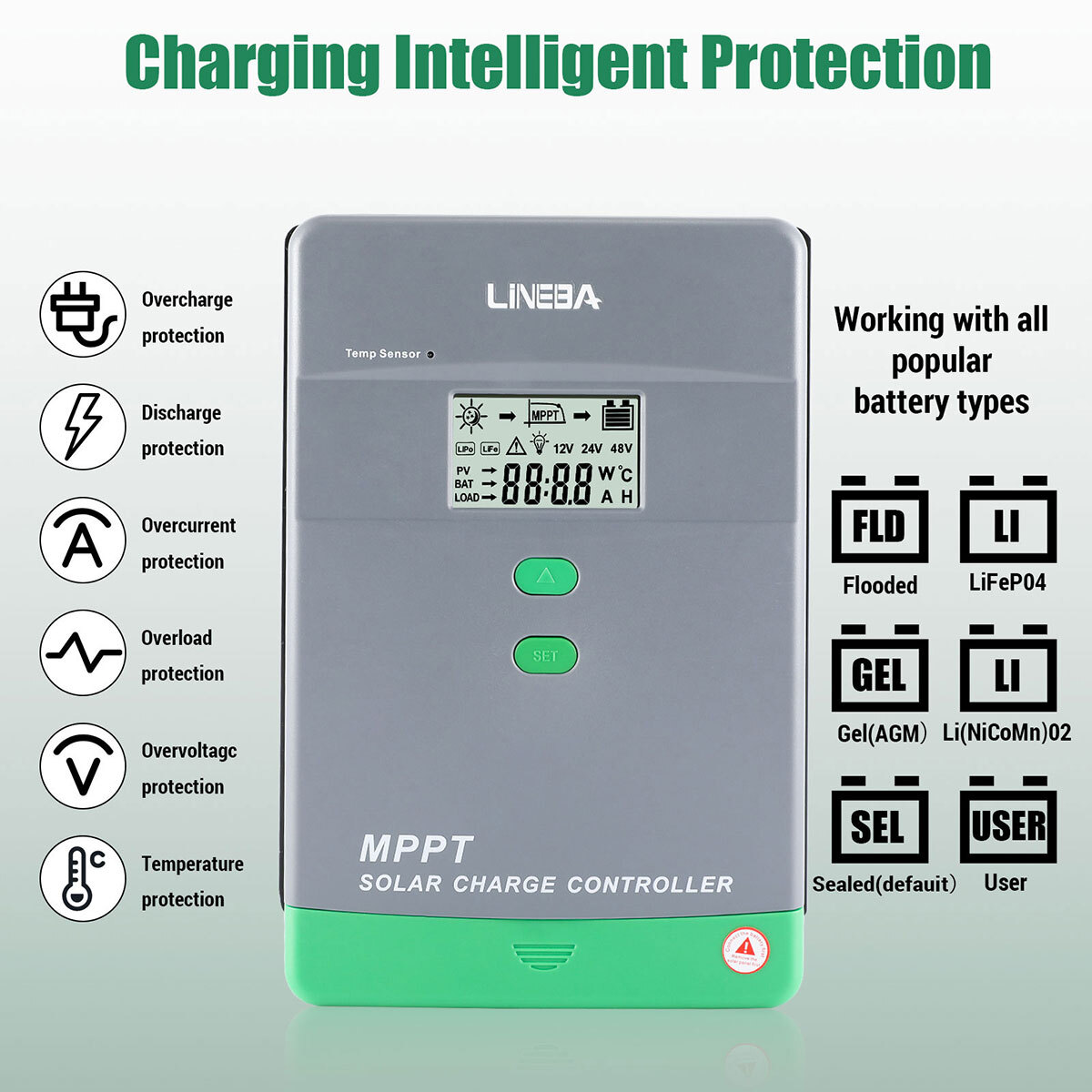 MPPT 100AMP 60A Solar Charge Controller For 12V 24V 36V 48V DC Battery Regulator