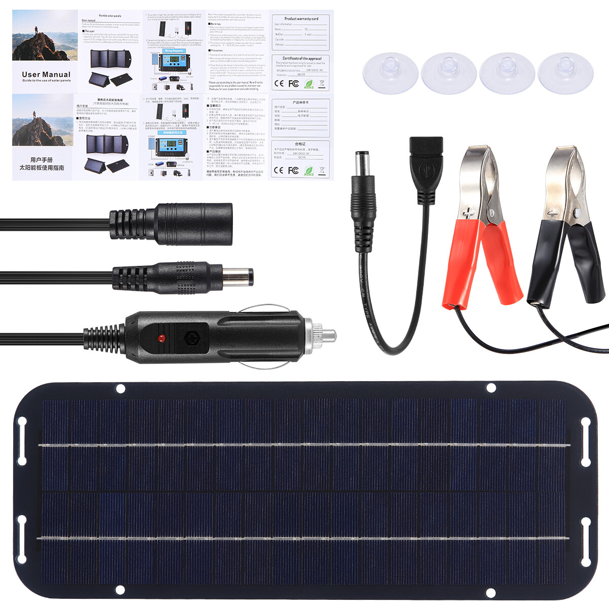 30W 12V 1/2/3 x USB Solar Panel Power Bank Outdoor Camping Hiking Phone Charger