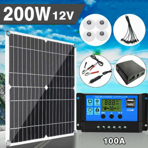 200W Solar Panel Kit 100A 12V Battery Charger Controller Caravan Boat Outdoor