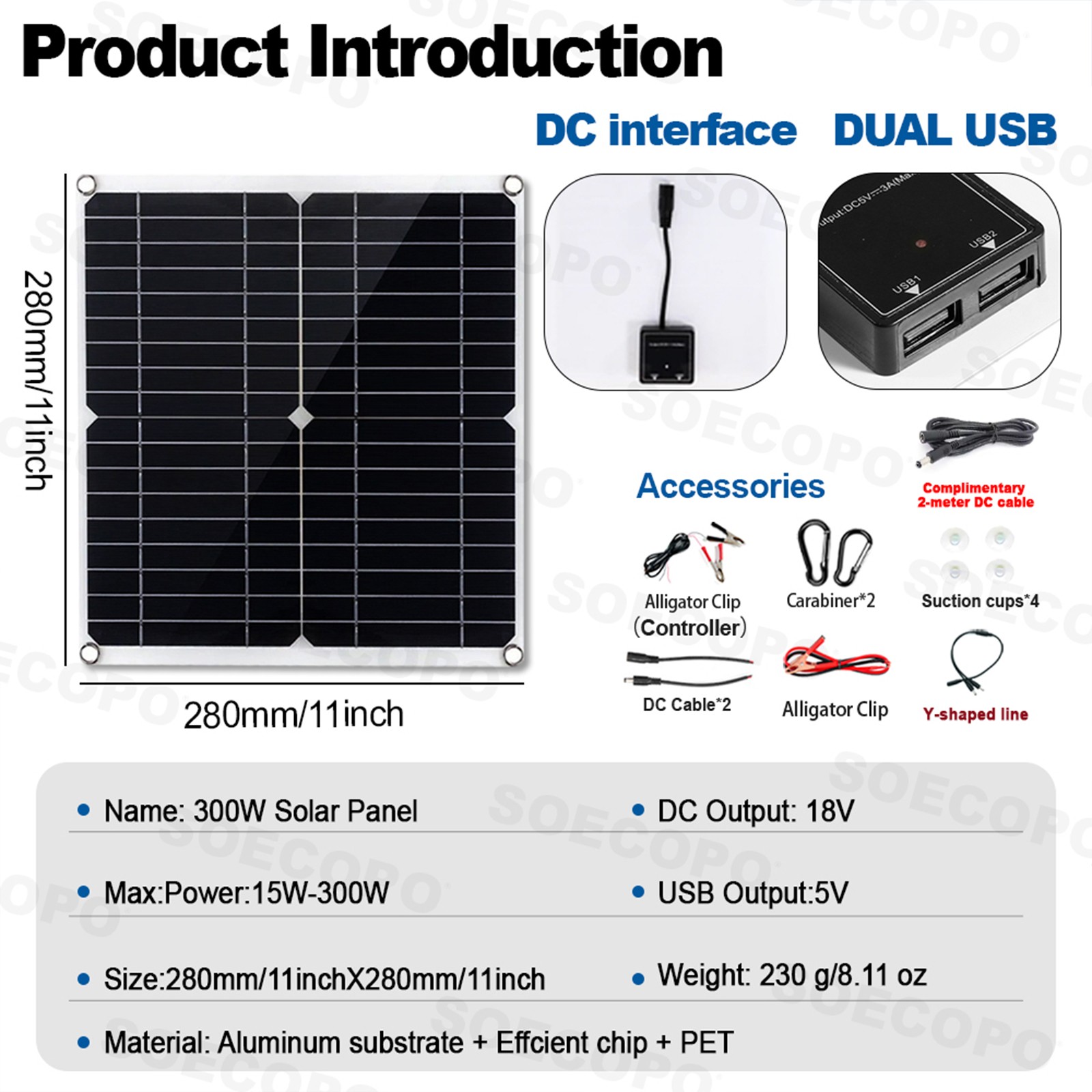 900W Solar Charging Kit with Y-Cable + 2 x 300W Panels + 2M Emergency Powergj
