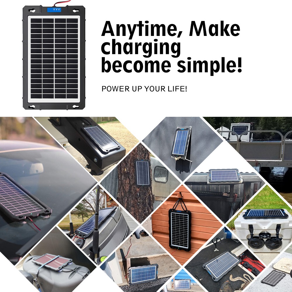 Upgraded 20W Solar Battery Trickle Charger & Maintainer for Vehicles Waterproof
