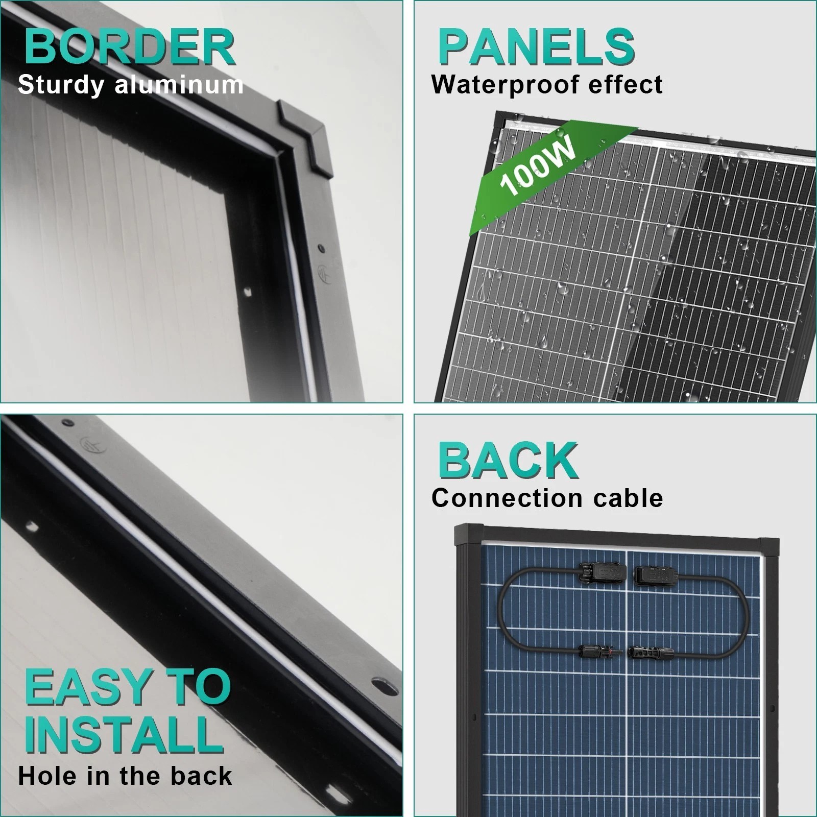 100Watt Bifacial Solar Panel 2Pack(200W) Mono N-Type 18V PV Home Power Off-Grid