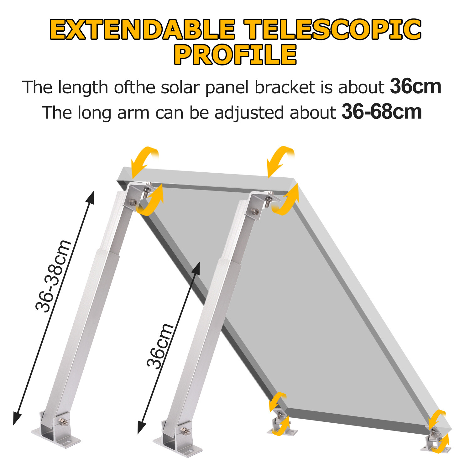 2Pcs Adjustable Solar Panel Tilt Mount Brackets Support For RV, Roof, Boat, Shed