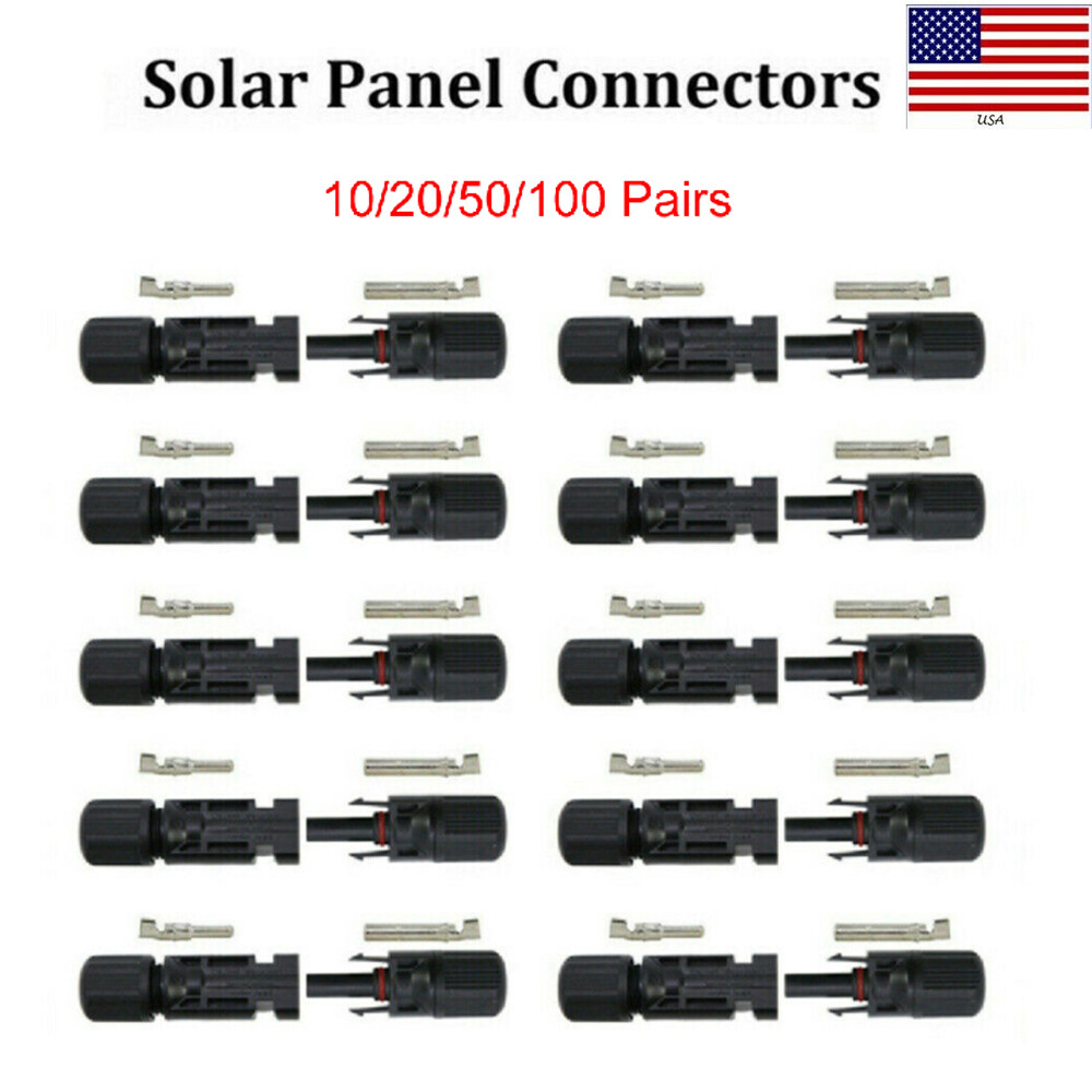 10/20/50/100 Pairs Male Female Wire Cable Connector Set Solar Panel Waterproof