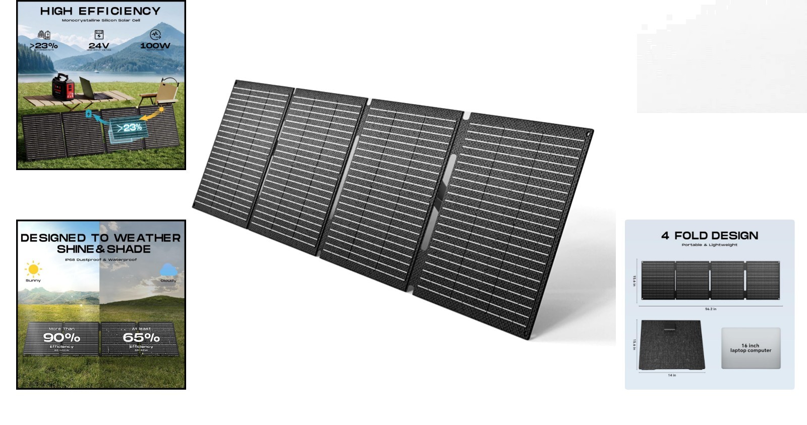 High-Efficiency 100W Solar Panel Charger – Portable & Durable for Outdoor Use
