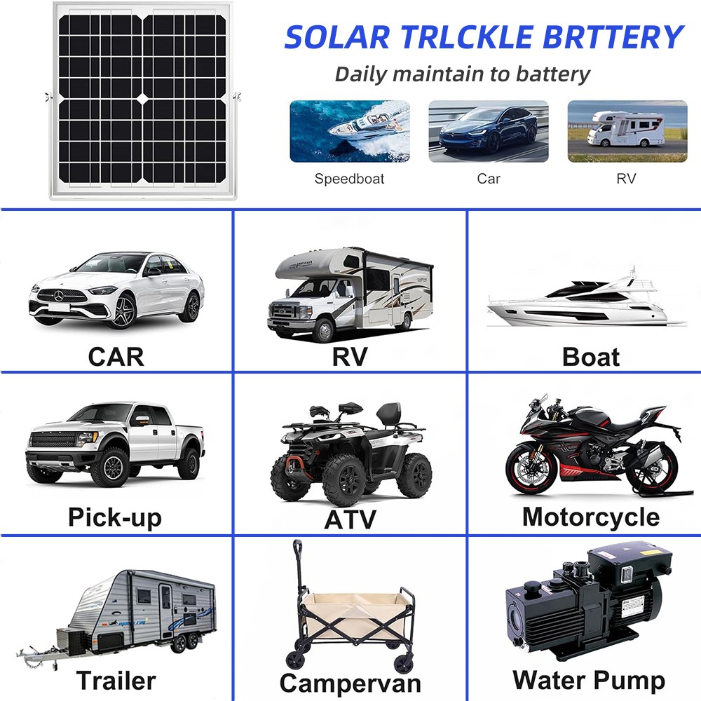 30W Solar Panel Trickle Charger 12V Solar Battery 100A W/ Controller Maintainer