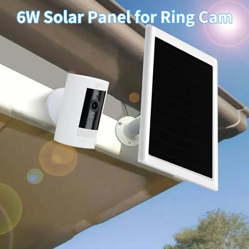 6W Solar Panel Charger for Ring Camera, Compatible with Ri ng Stick White 1Pack