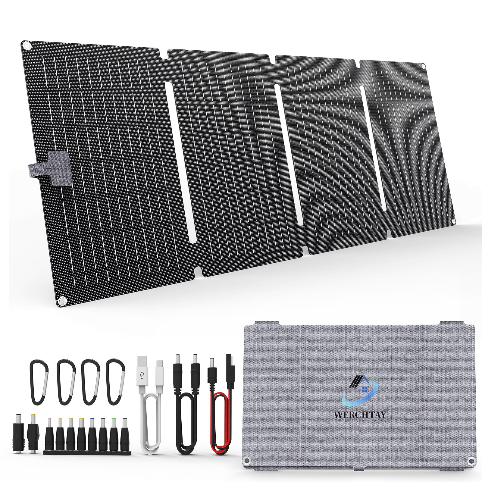 40W Foldable Waterproof Mono Solar Panel Charger RV with USB-C & USB-A Power NEW