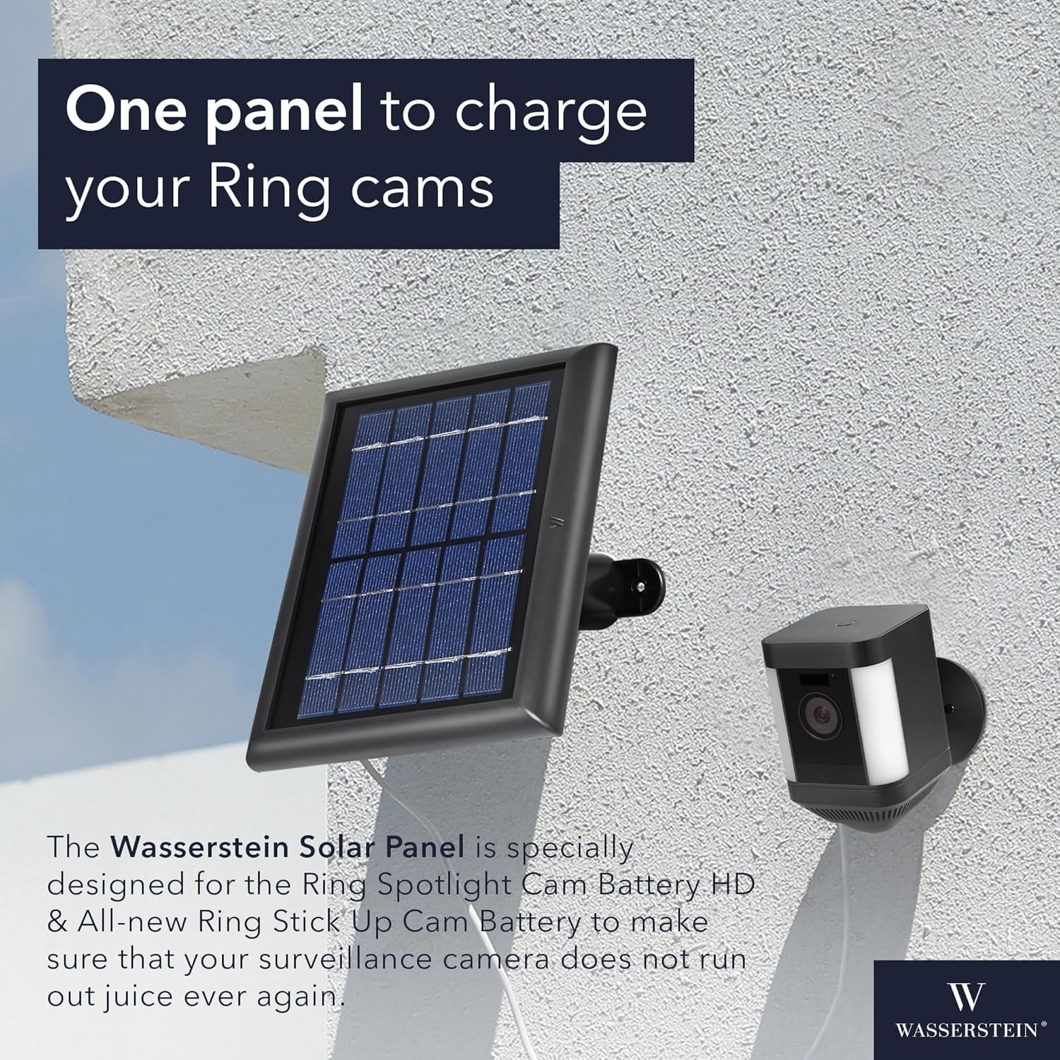 High-Efficiency Solar Panel for Ring Cameras – 1-Pack, Black for Reliable Power