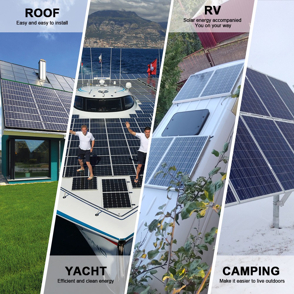 100W 12V Solar Panel High Efficiency Monocrystalline PV Module For RV Boat Home