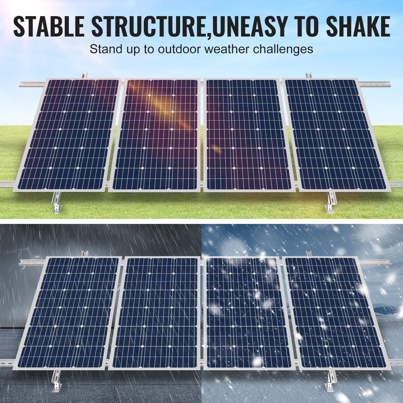 330lb Solar Panel Mounting System Carbon Steel 30-60° Adjustable Multi-Unit