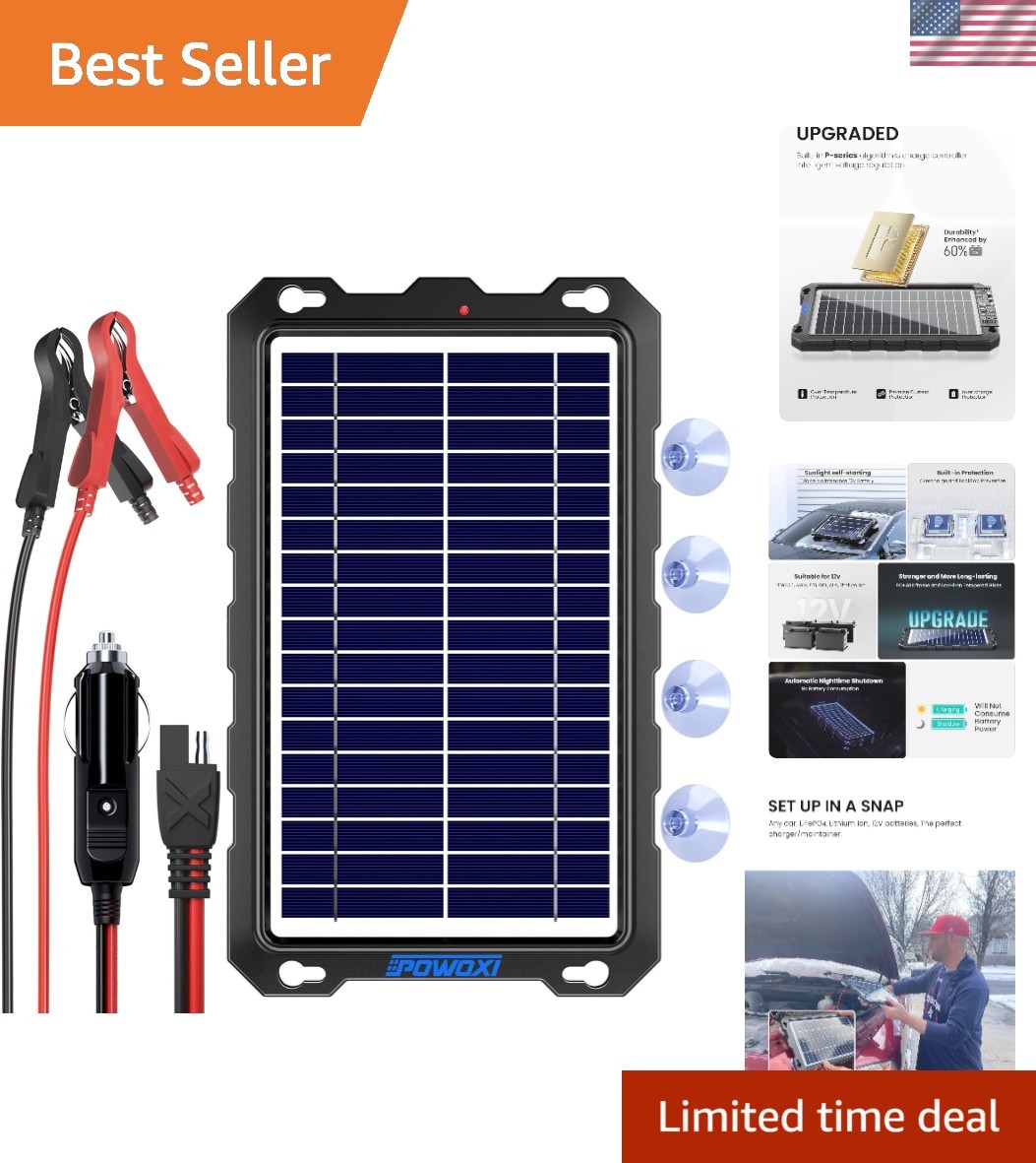 Durable 7.5W Solar Panel Charger with Smart Protection for Reliable Battery Care