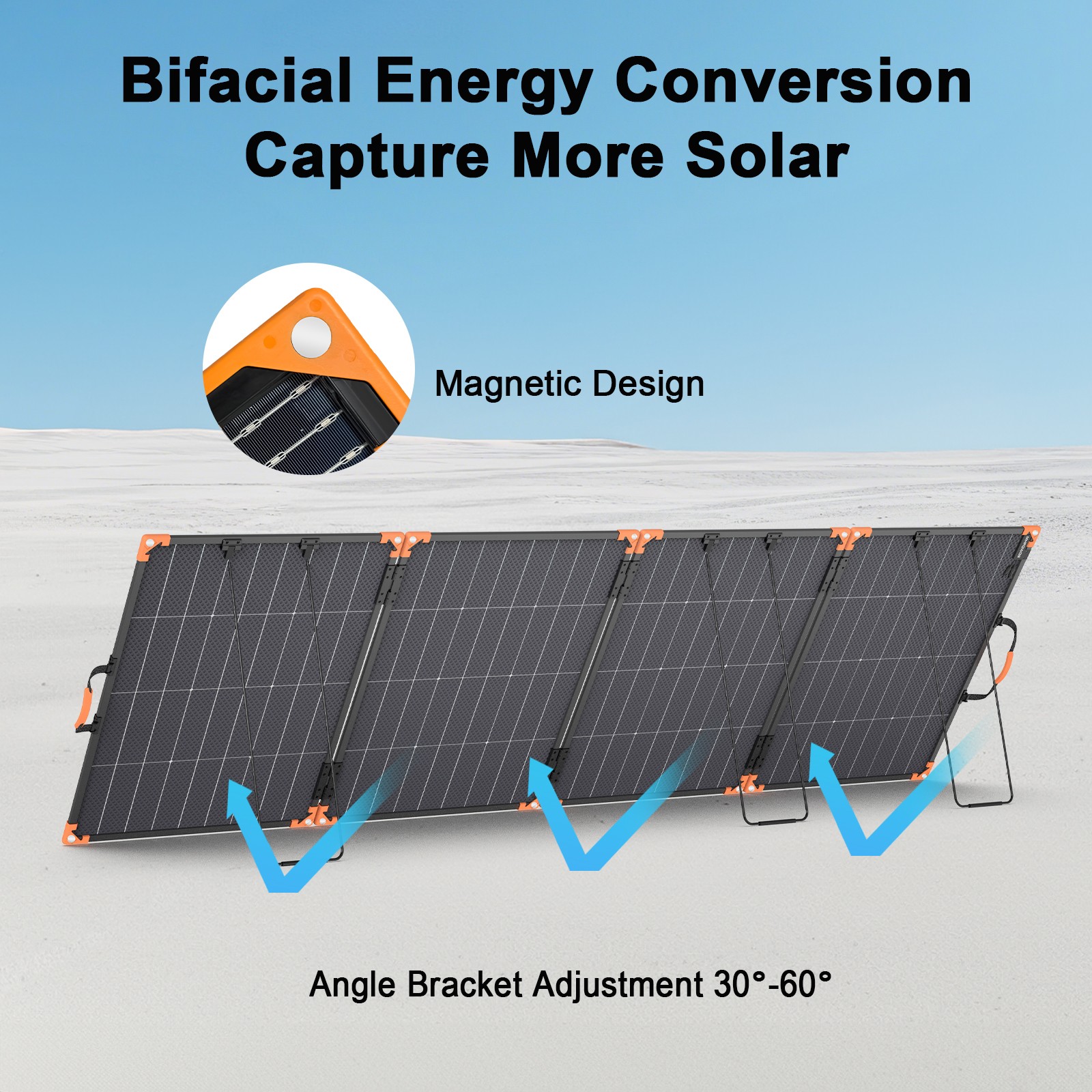 Portable Bifacial Solar Panel 100W 200W 400W for OUPES Mega 1 Power Station