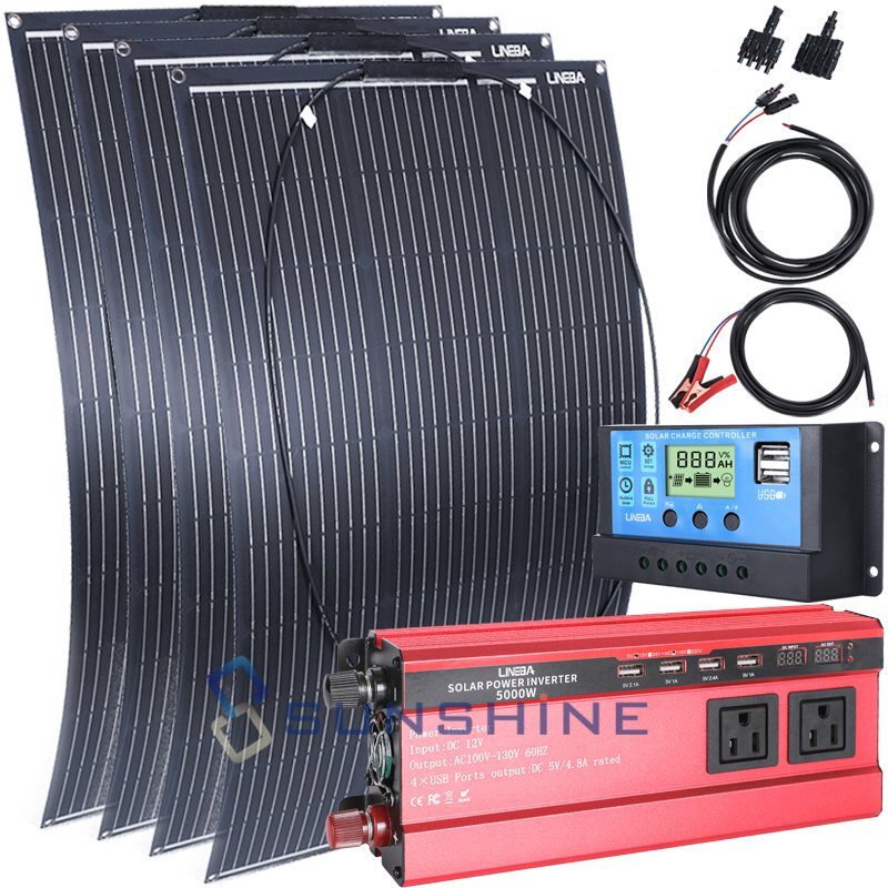 400W 200W 100W Mono Solar Panel Kit 12V Battery Charger RV Home Off-Grid Boat