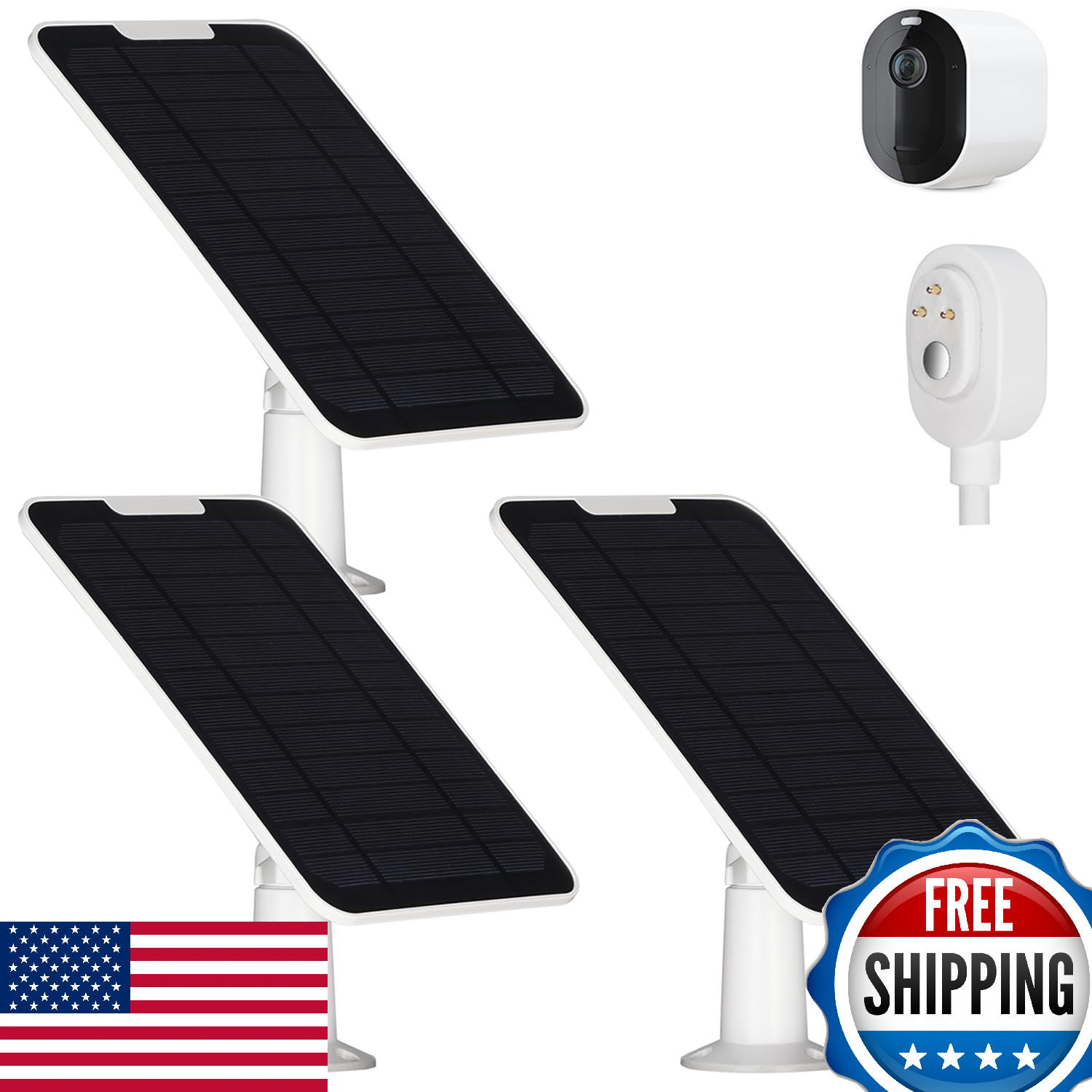Upgrade 3 Pack 5W Solar Panel Charging Compatible with Arlo Pro 3/4/5S/Ultra/Ult