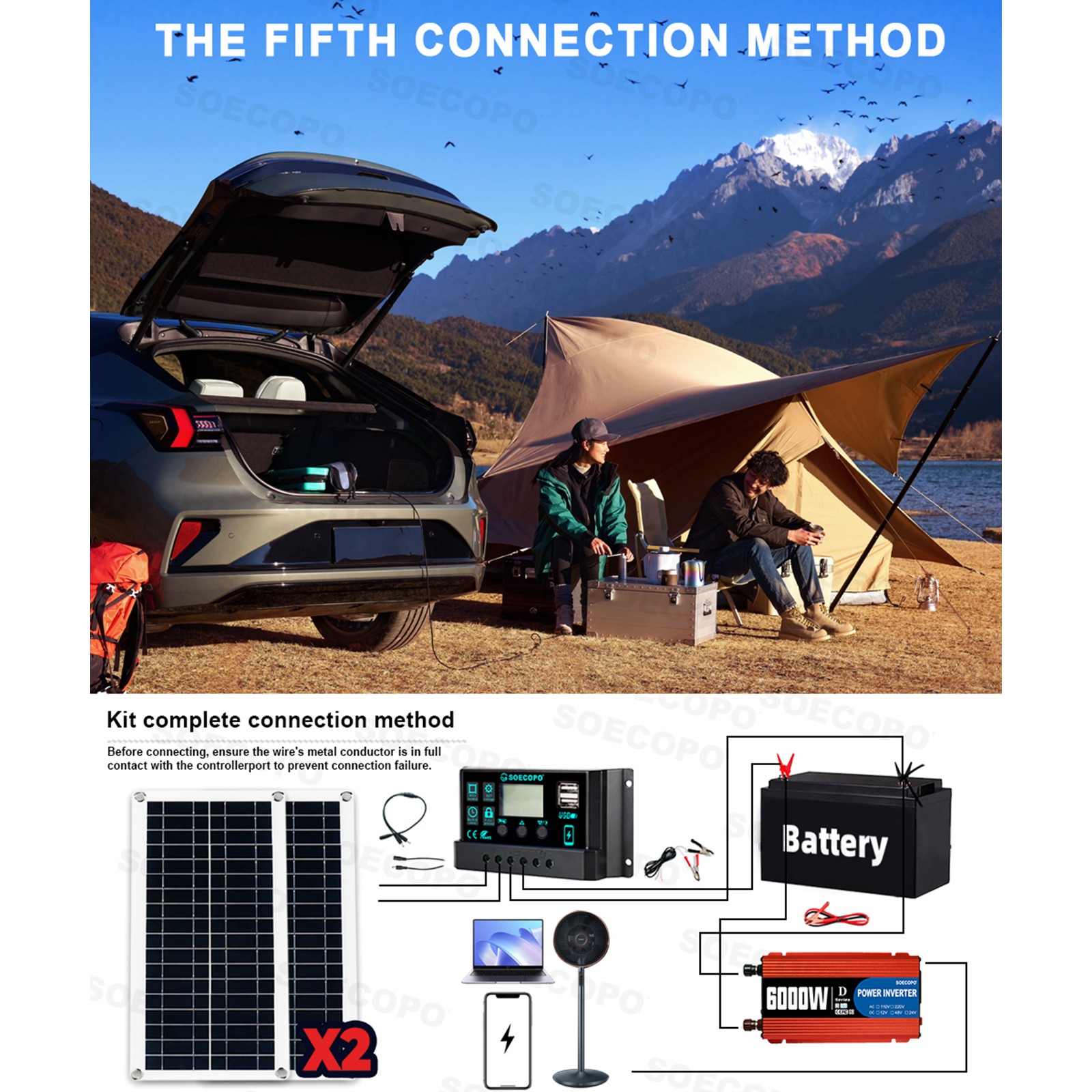 Ultimate 6000W Solar Power Bundle: Inverter DC 12V – AC 110V/220V+ 2pcs Solar