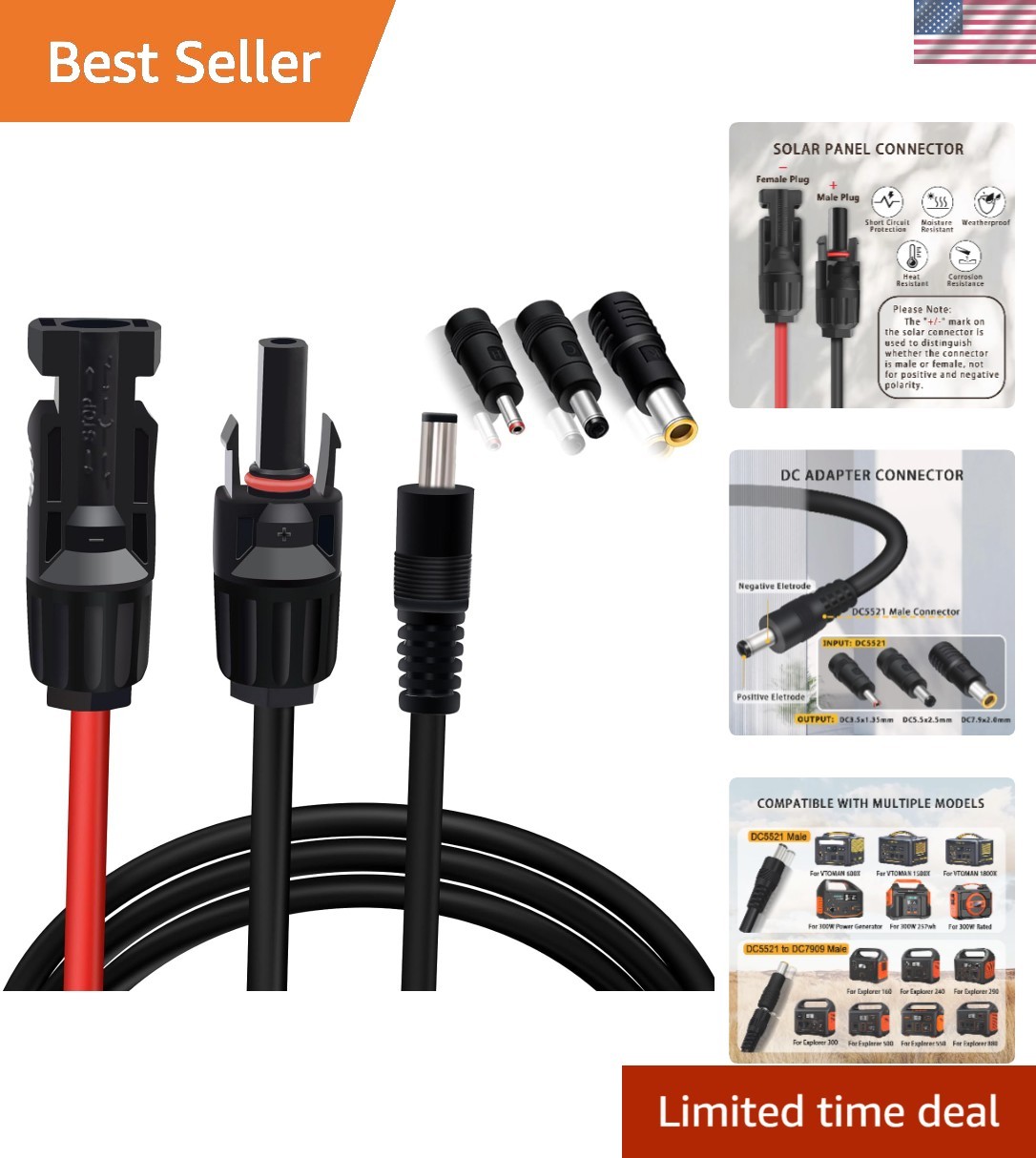MC4 Solar Panel Adapter for Portable Power Stations – Easy Charging Solution