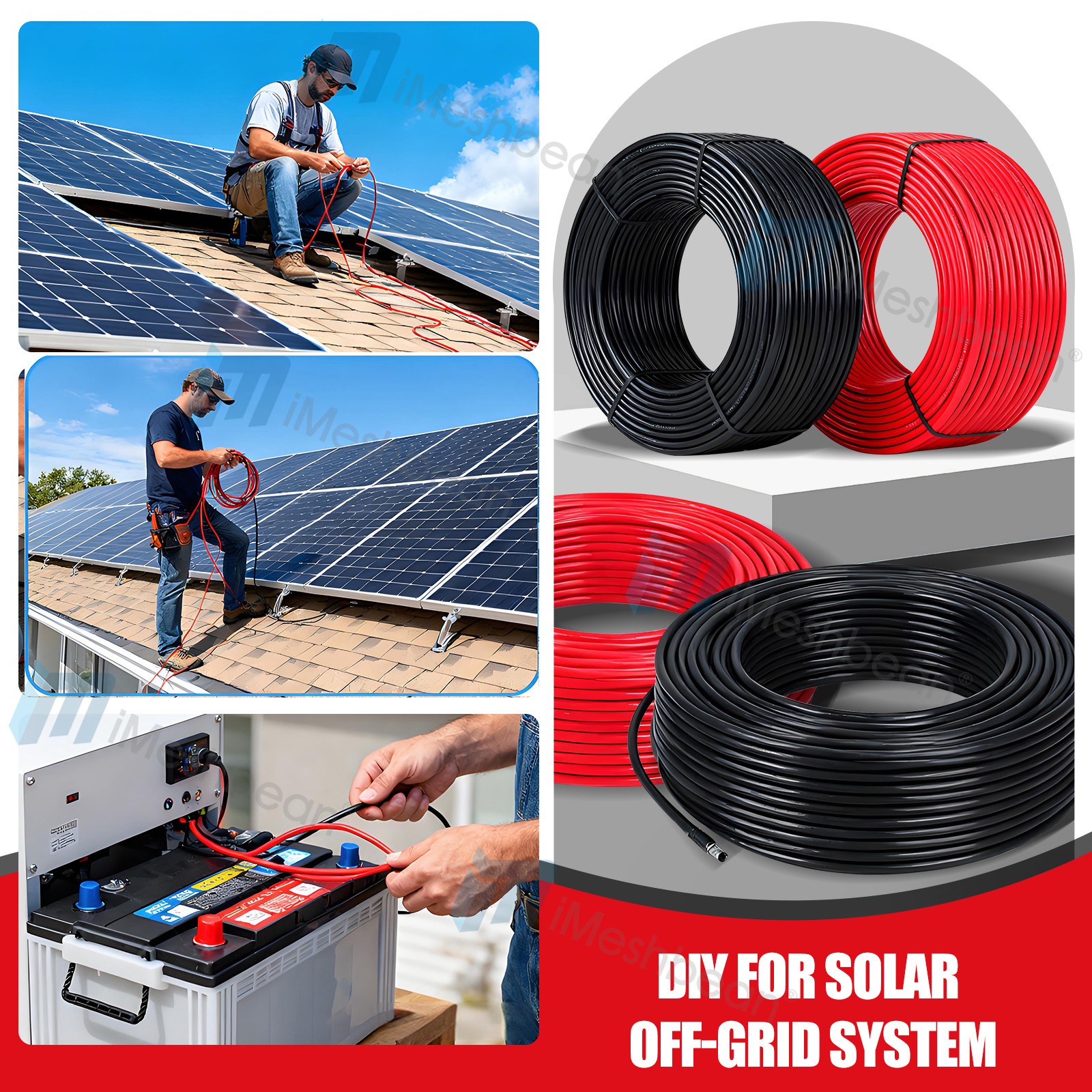 10AWG Solar Panel Extension Cable Tinned Copper Solar Cable PV Wire Connectors