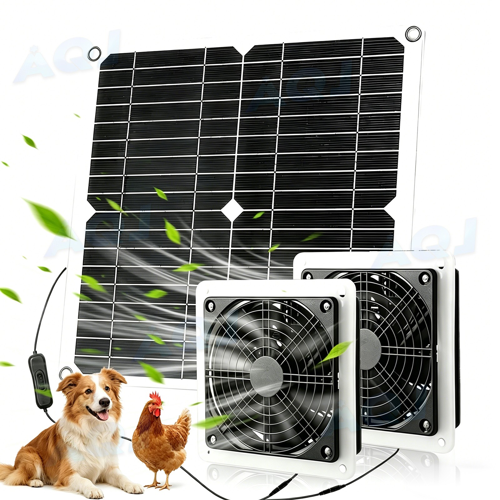 3200RPM 30W Solar Powered Fan with Dual IP57 Waterproof Fans Size 28cm*28cm
