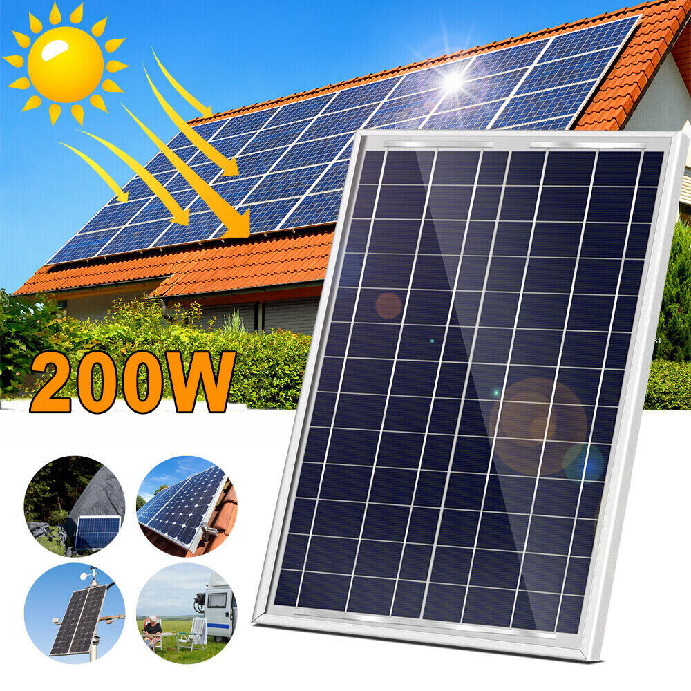 200W Watt 12V Mono Solar Panel Charging Battery Power RV Home Boat Camp Off-Grid