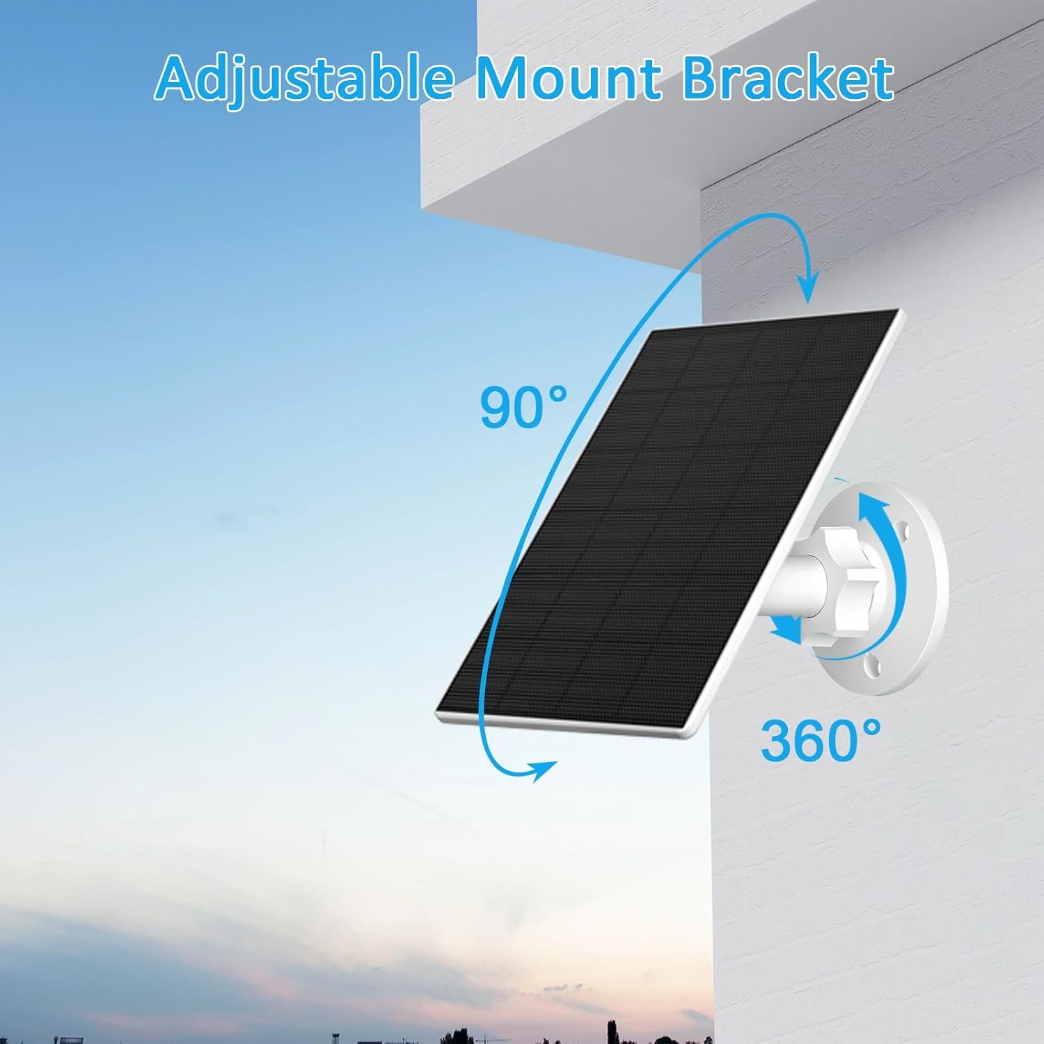 Solar Panel for Security Camera 2 Pack 2W Solar Charger with Micro USB & USB-C P