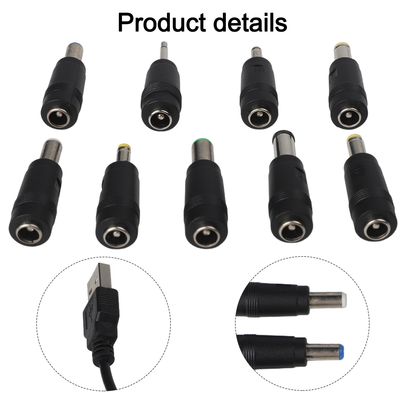 USB to DC Charging Cable Featuring Compact Design and Multiple Adapters