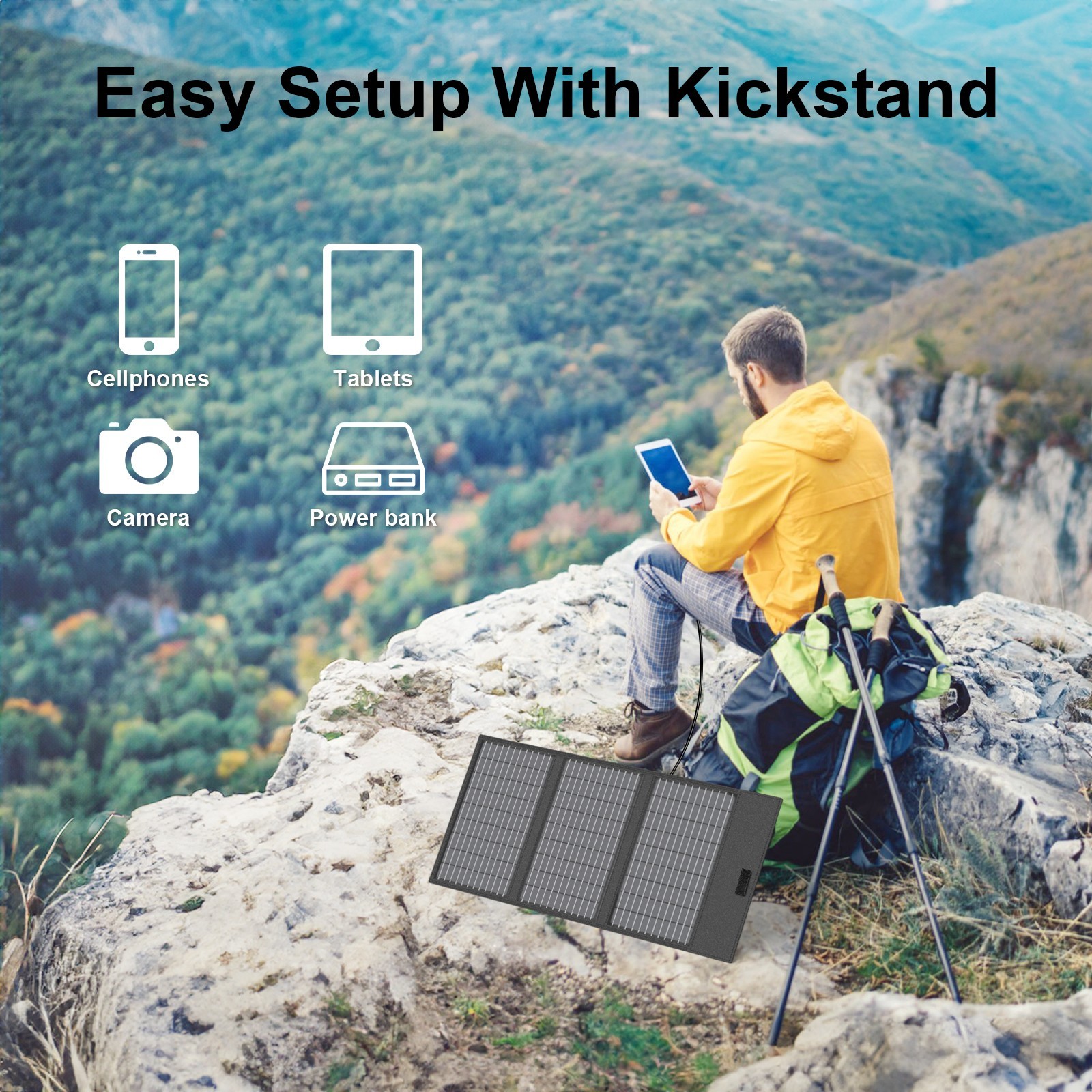 45W foldable solar panel USB-C DC Type-C for small power station Android tablet