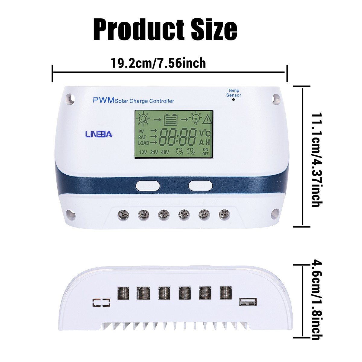 LCD 100A 60A 30A Solar Charge Controller Auto 12V/24V/48V Battery Regulator USB