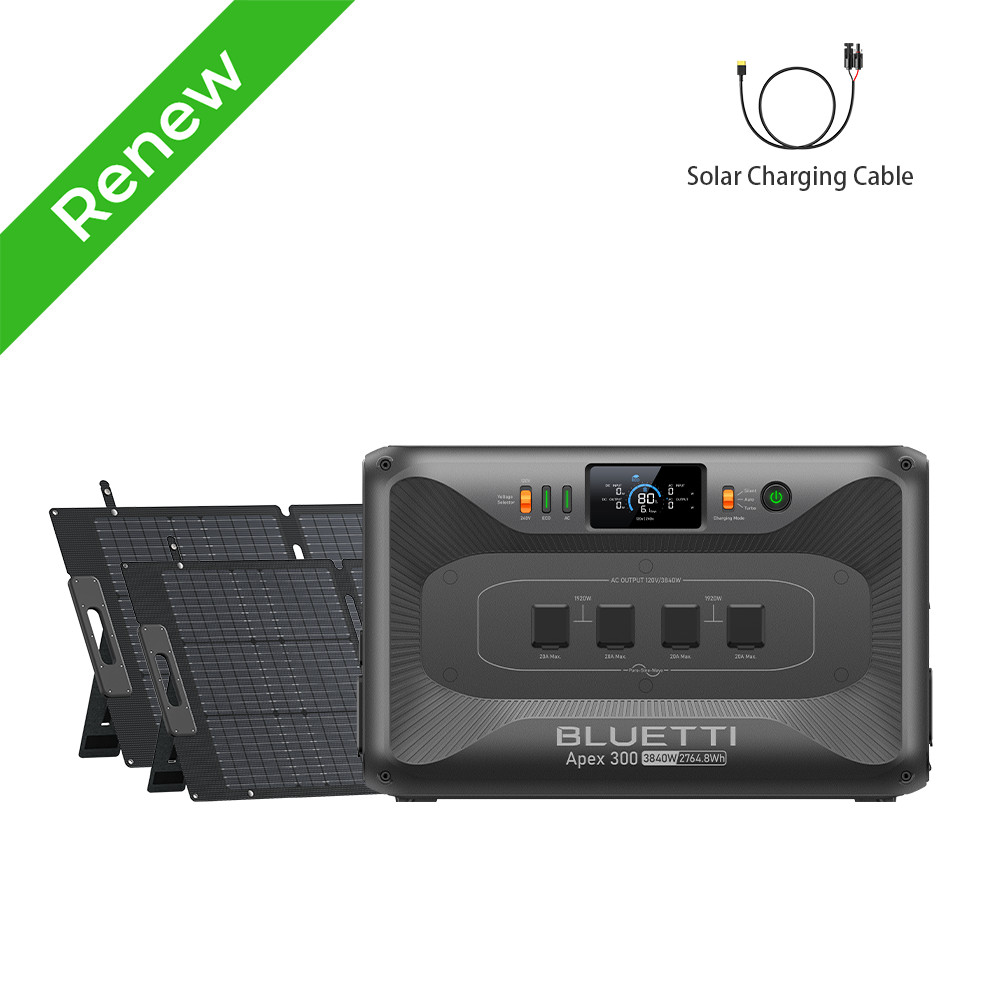 BLUETTI Apex 300 3840W 2764W Portable Power Station+2*200W Solar Panel for Trip