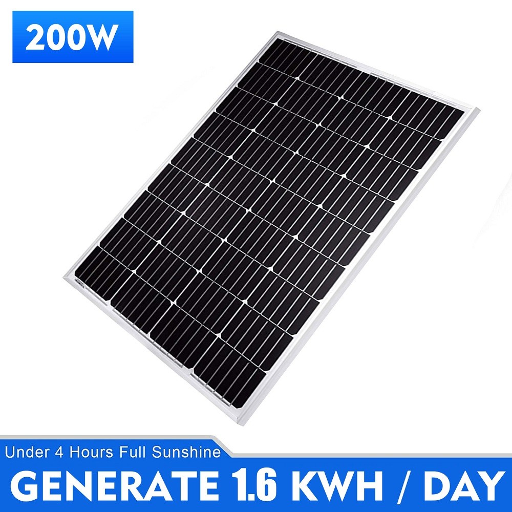 200W 12V Solar Panel 23% High Efficiency Moncrystalline Module RV Marine Boat