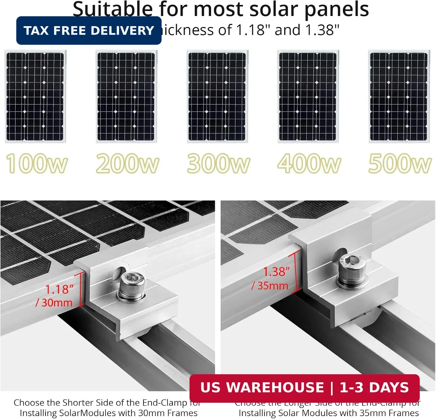 Anbte Solar Panel Bracket Kit, 6 Pcs 7.87 in Aluminium Solar Panel Mounting Rail