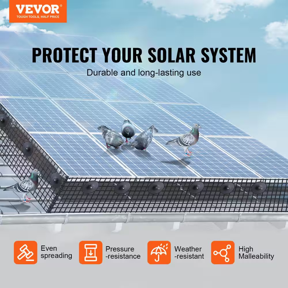 8 In. X 100 Ft. Solar Panel Bird Guard, No Power Source, Critter Guard Roll Kit