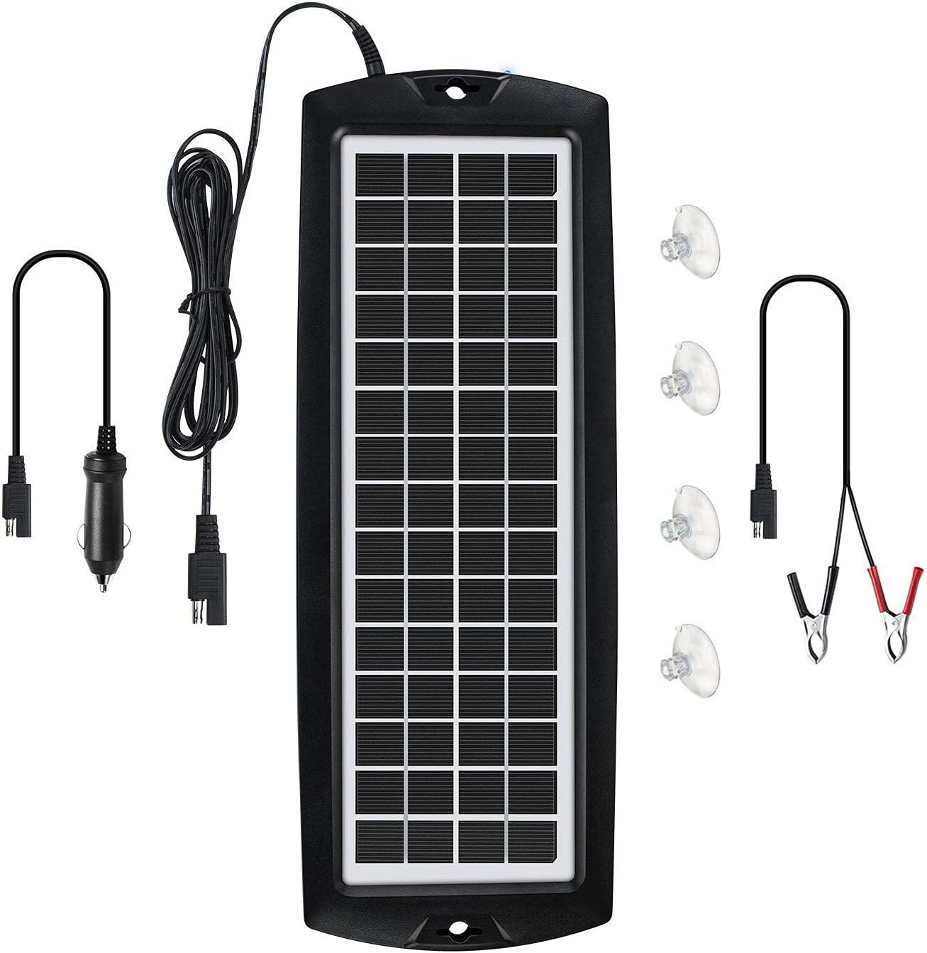 Car Battery Trickle Charger & Maintainer 5W Solar Panel Power 12V Charger Kit Po