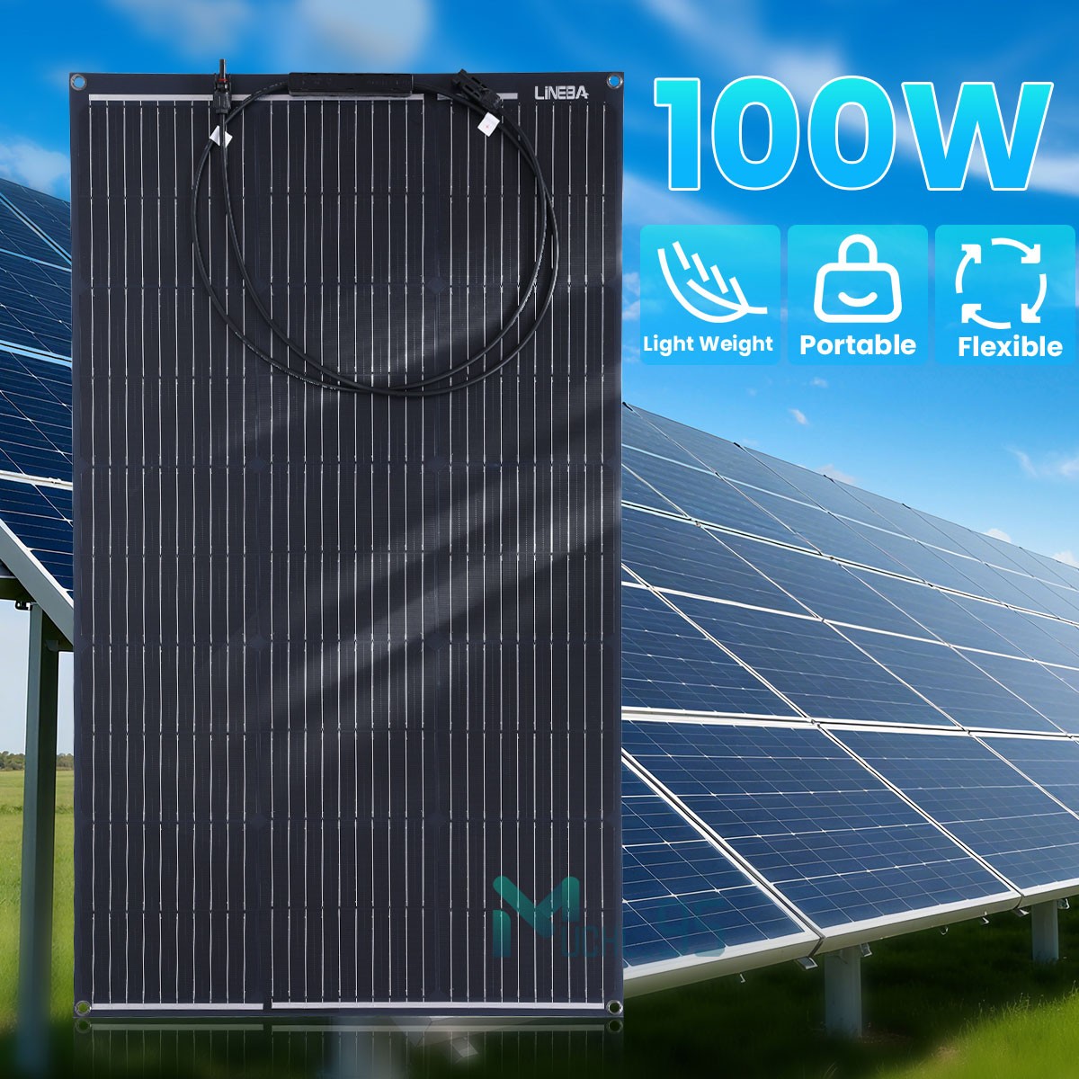 12V 100W 200W Flexible Solar Panel Portable for Camping/Home/Car Battery/Rooftop