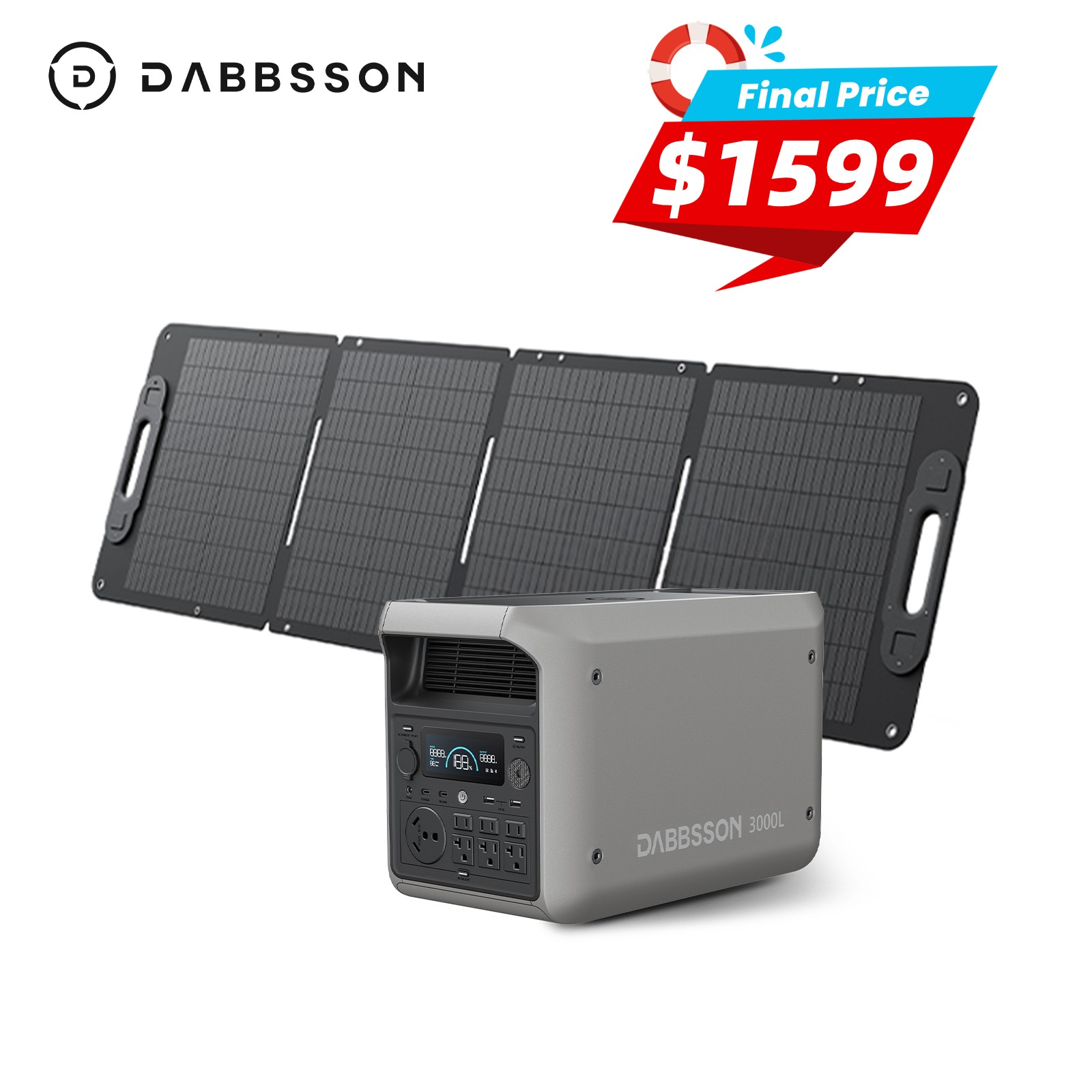 3000W 3072Wh Power Station Generator w/210W Foldable Solar Panel Dabbsson 3000L