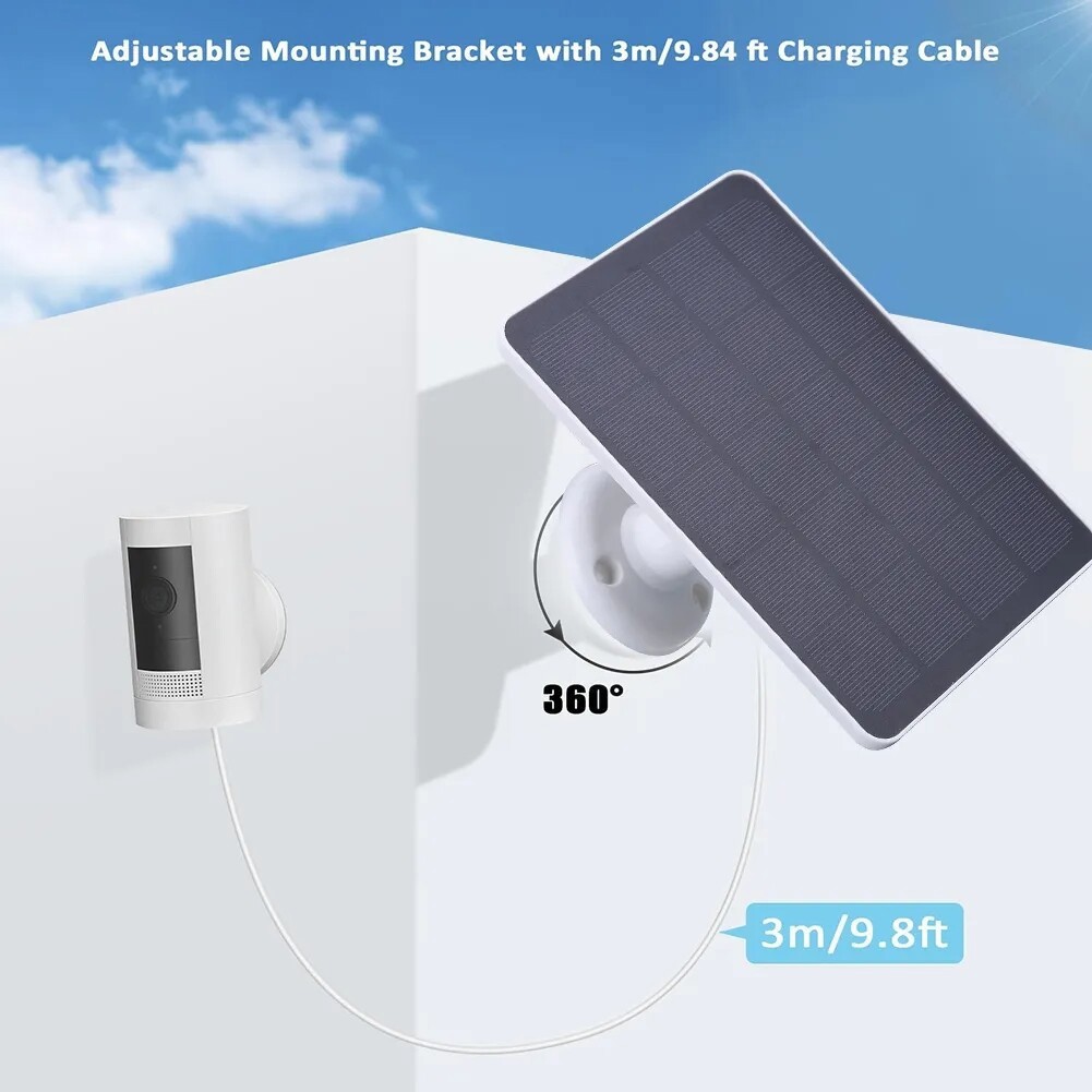 Solar Panel 4W Kit for Ring Spotlight Camera/Ring Stick Up Indoor/Outdoor Camera